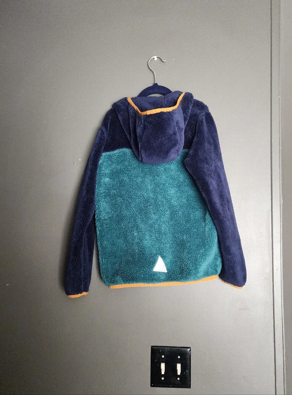 L.L. Bean Kids Hi-Pile color patchwork soft fluffy Fleece Hooded zip up Jacket